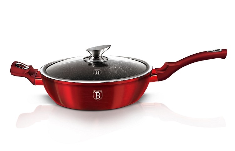 Panvica Berlingerhaus hlboká s mramorovým povrchom a pokrievkou 32 cm Burgundy Metallic Line BH-1261