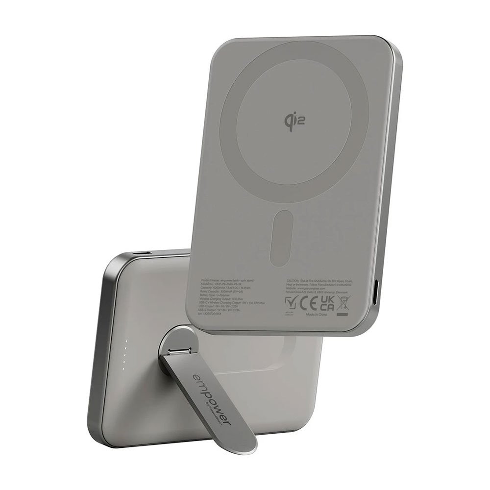 PanzerGlass EMPOWER Wireless Qi2 Powerbank 5.000 mAh with Stand - Titanium EM34876