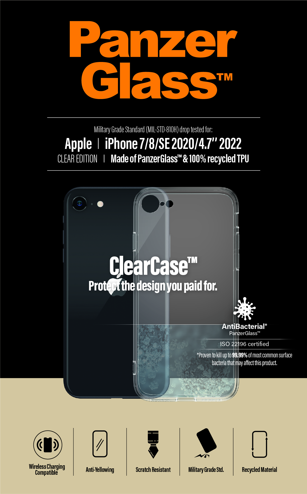 PanzerGlass - Puzdro ClearCase pre iPhone 8/7, transparentná 5711724001925