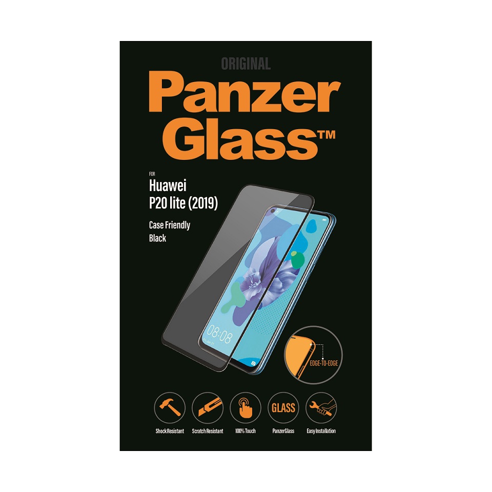 PanzerGlass - Tvrdené sklo Case Friendly pre Huawei P20 Lite 2019, čierna 5711724053511
