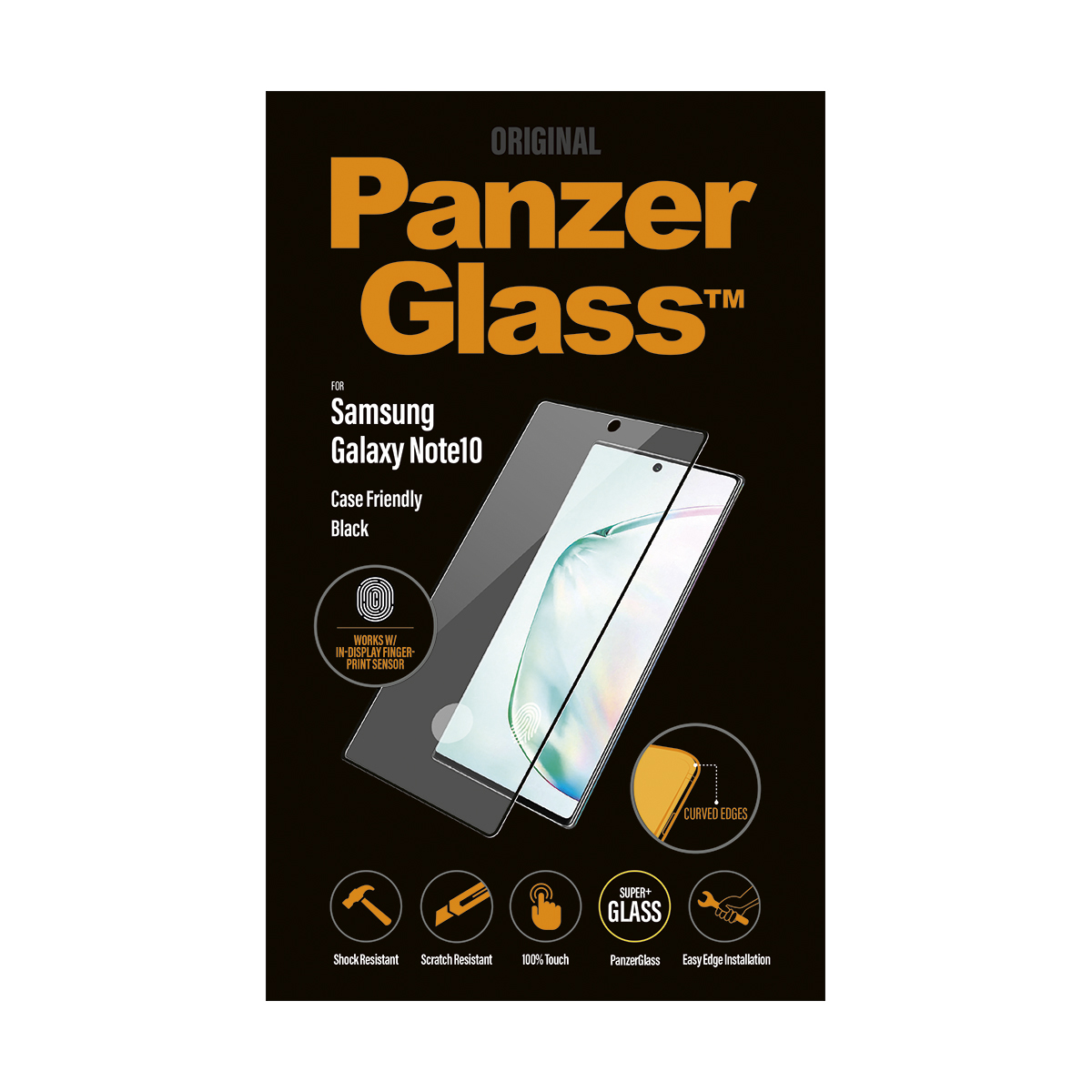 PanzerGlass - Tvrdené sklo Case Friendly pre Samsung Galaxy Note 10, čierna 5711724072017