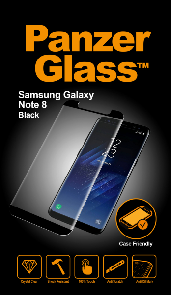 PanzerGlass - Tvrdené sklo Case Friendly pre Samsung Galaxy Note 8, čierna 7133-PGS
