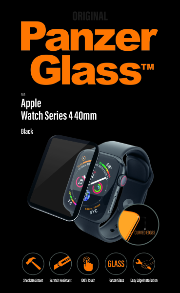 PanzerGlass - Tvrdené sklo pre Apple Watch 4 40mm, čierna 2013