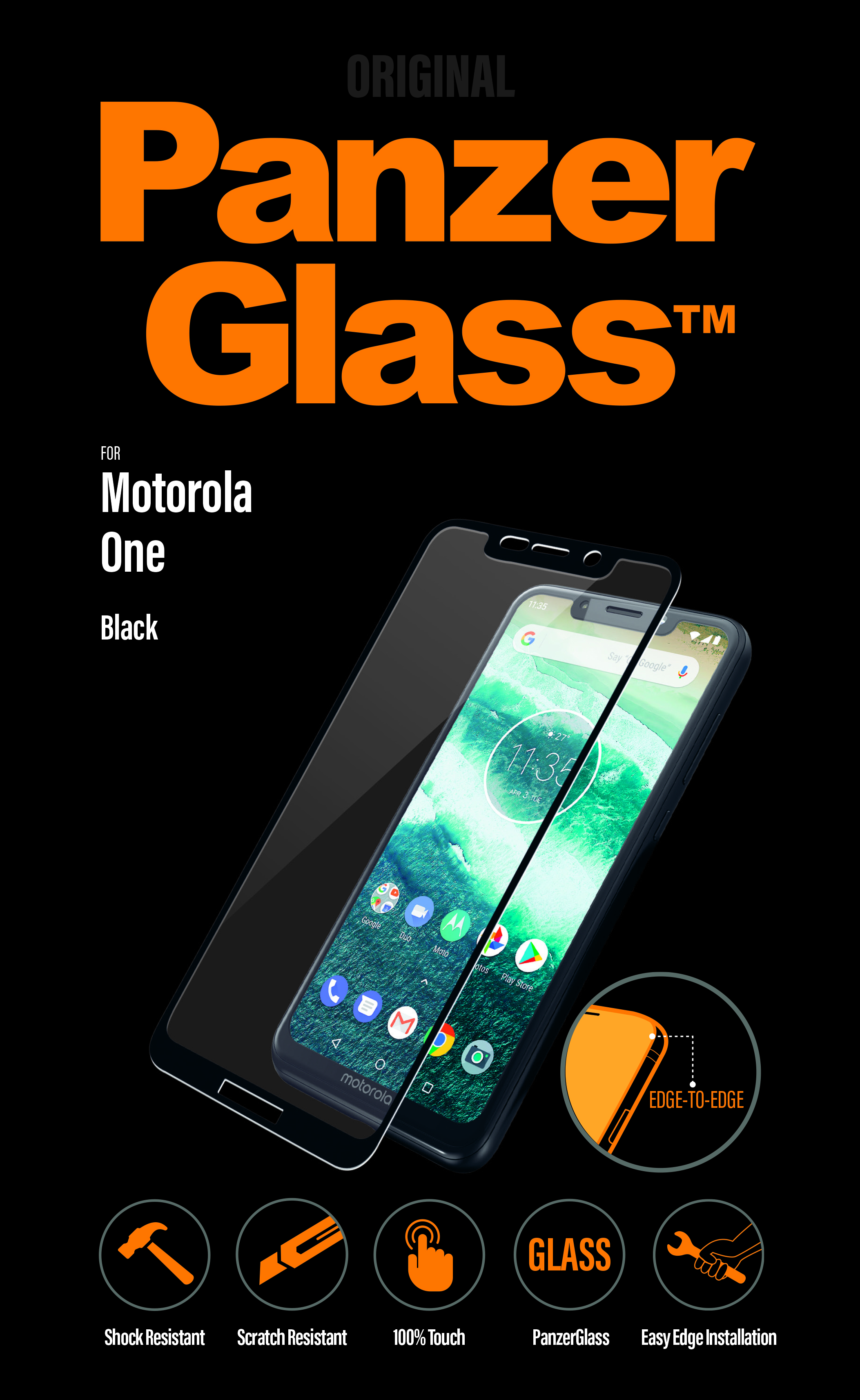 PanzerGlass - Tvrdené sklo pre Motorola One, čierna 6516
