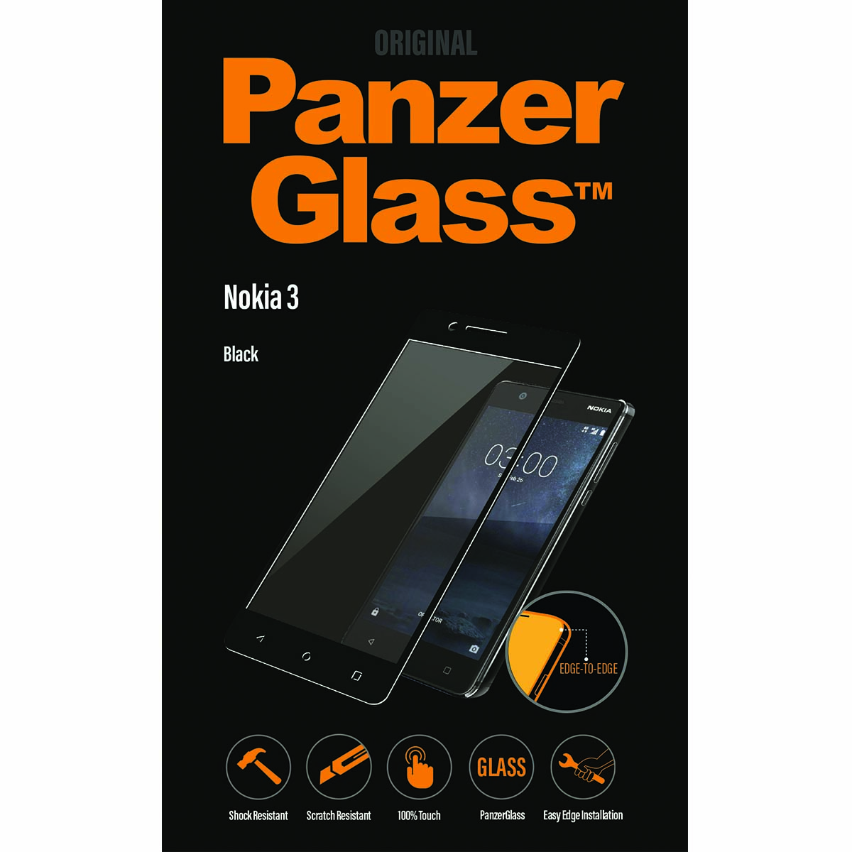 PanzerGlass - Tvrdené sklo pre Nokia 3, čierna 6755