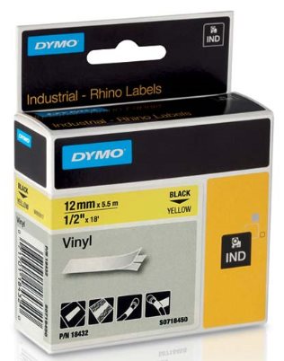 páska DYMO 18432 PROFI D1 RHINO Black On Yellow Vinyl Tape (12mm) S0718450