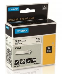 páska DYMO 18444 PROFI D1 RHINO Black On White Vinyl Tape (12mm) S0718600