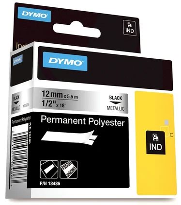 páska DYMO 18486 PROFI D1 RHINO Black On Metallic Permanent Polyester Tape (12mm) S0718180