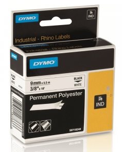 páska DYMO 18766 (18482) PROFI D1 RHINO Black On White Permanent Polyester Tape (9mm) S0718240