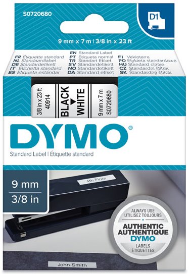 páska DYMO 40913 D1 Black On White Tape (9mm) S0720680