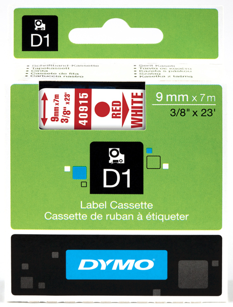 páska DYMO 40915 D1 Red On White Tape (9mm) S0720700