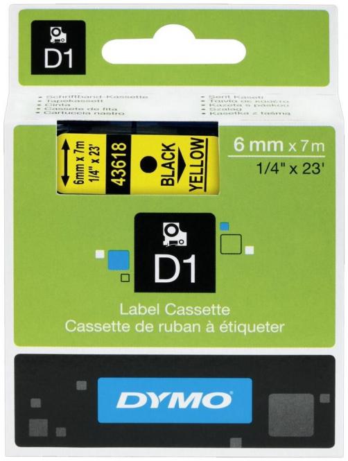 páska DYMO 43618 D1 Black On Yellow Tape (6mm) S0720790