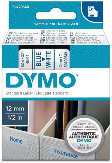 páska DYMO 45014 D1 Blue On White Tape (12mm) S0720540