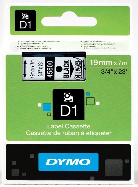 páska DYMO 45800 D1 Black On Transparent Tape (19mm) S0720820