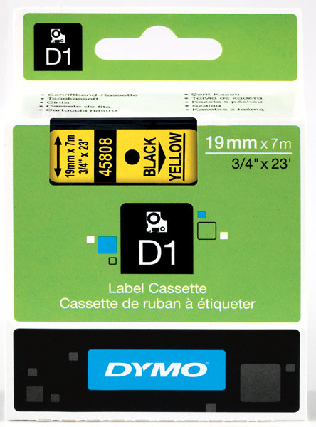 páska DYMO 45808 D1 Black On Yellow Tape (19mm) S0720880