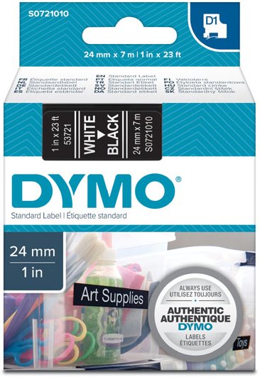 páska DYMO 53721 D1 White On Black Tape (24mm) S0721010