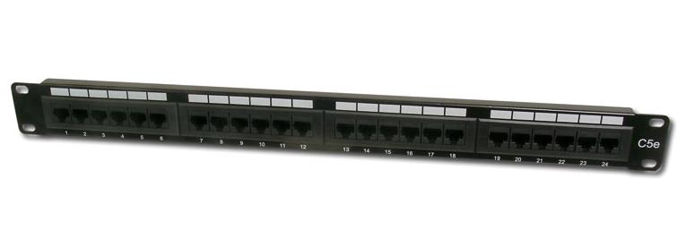 Patch panel UTP cat.5e, 24p. 1U, černý A-PAN-24U