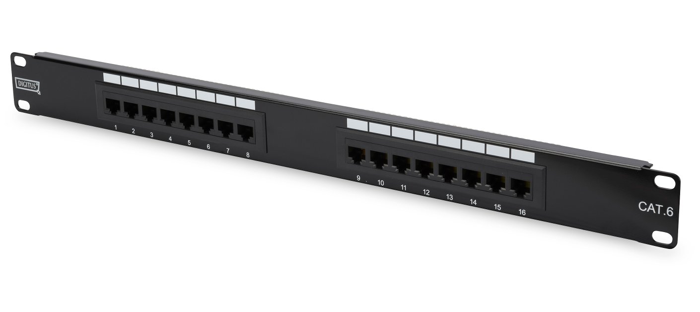 Patch panel UTP cat.6 16p. 1U,Black A-PAN6-16U
