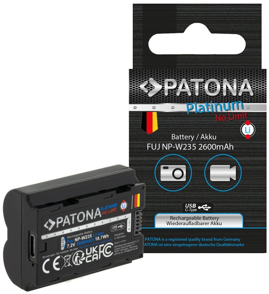PATONA baterie pro foto Fuji NP-W235 2250mAh Li-Ion Platinum USB-C nabíjení PT1371
