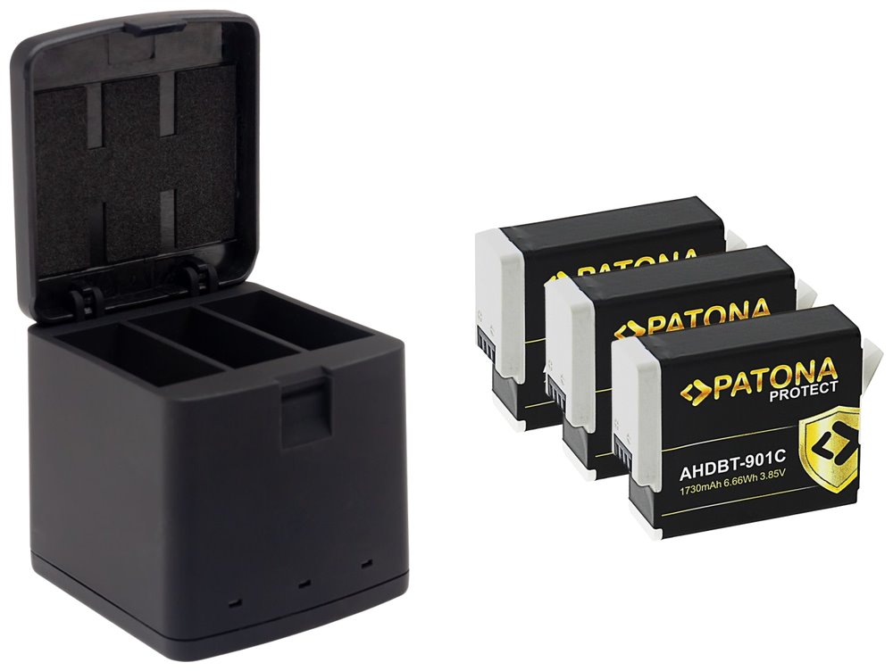 PATONA nabíječka pro digitální kameru Triple GoPro Hero 9/Hero 10/Hero 11/Hero 12/ 3x baterie 1730mAh Enduro PT1795B