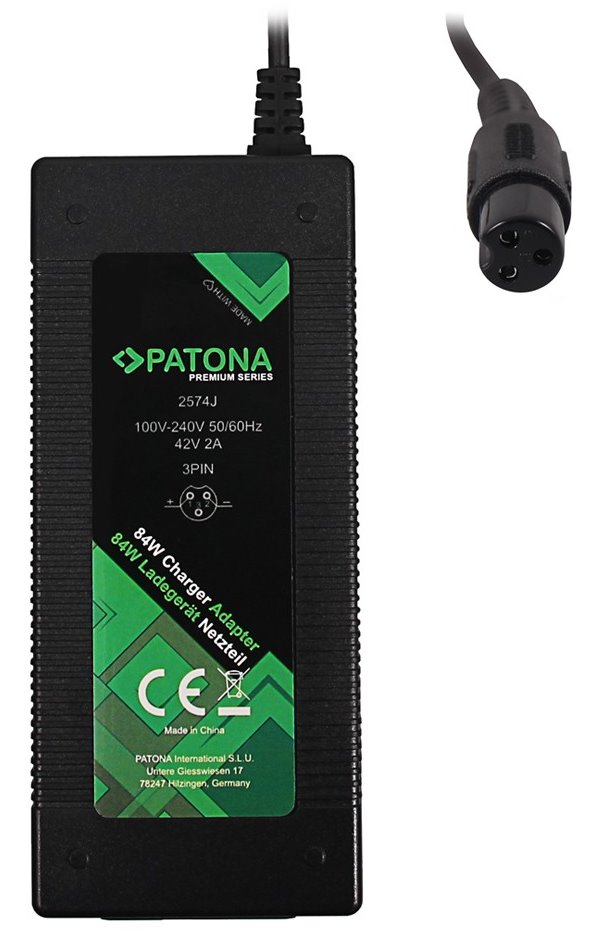 PATONA nabíječka pro elektrické koloběžky a Hoverboardy 42V/2A/84W 3pin PT2574