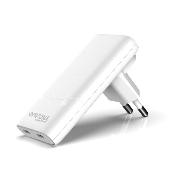 PATONA nabíječka Slim/ 2x USB-C/ 100-240V/ PD65W- GaN PD3.0/QC3.0/ bílá PT2595