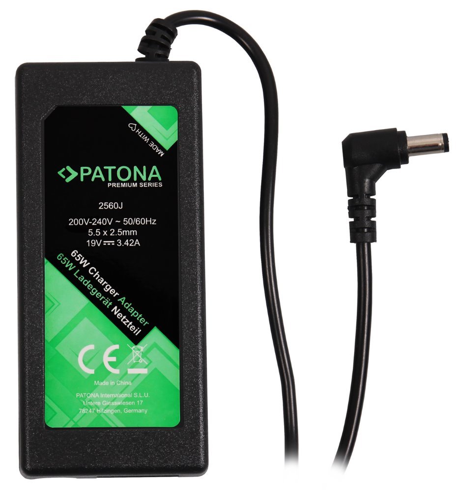 PATONA napájecí adaptér k ntb/ 19V/3,42A 65W/ konektor 5,5x2,5mm/ ASUS,ACER,HP,.PREMIUM PT2560