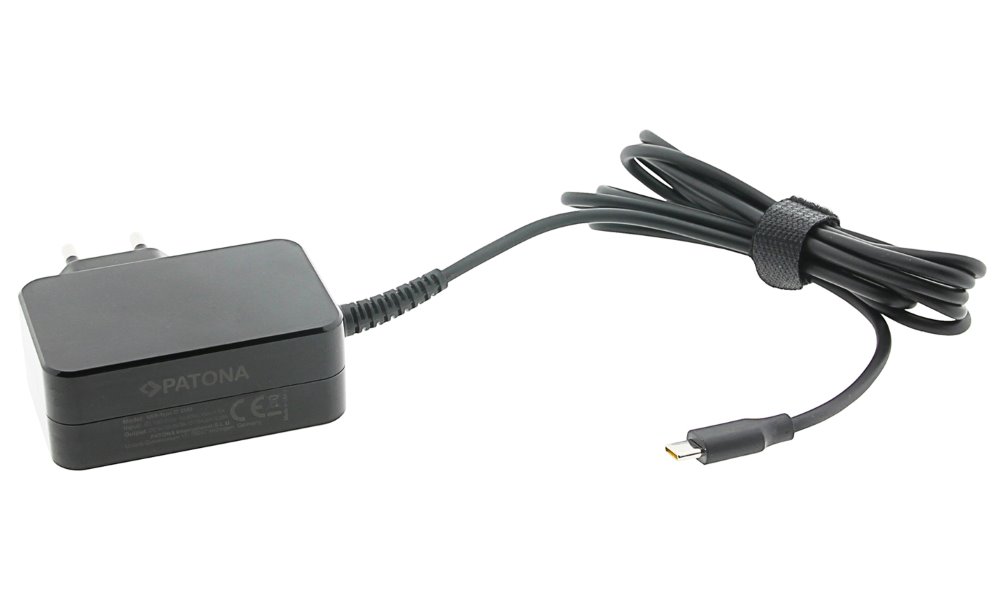 PATONA napájecí adaptér pro tablet PC/Smartphone/ 5V-20V 65W/ konektor USB-C/ černý/ Power delivery PT2589