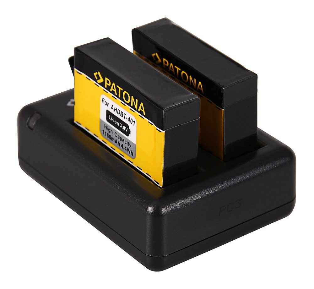 PATONA sada pro digitální kameru Dual GoPro Hero 4 nabíječka + 2x baterie 1160mAh USB PT1983B