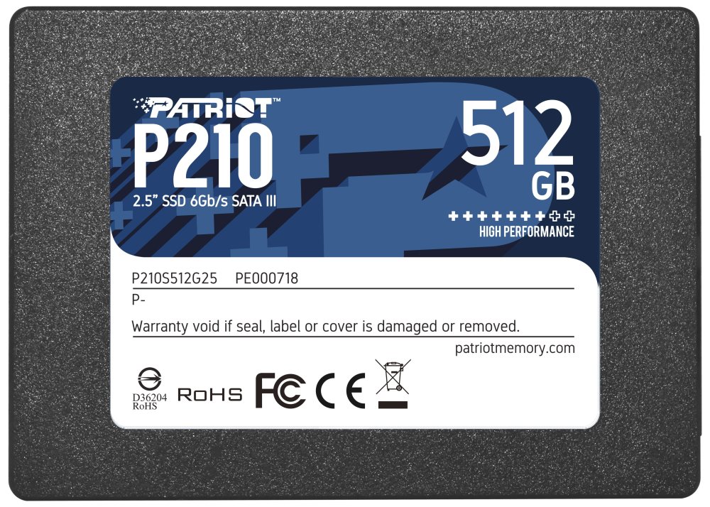 PATRIOT P210 512GB SSD / 2,5" / Interní / SATA 6GB/s / 7mm P210S512G25