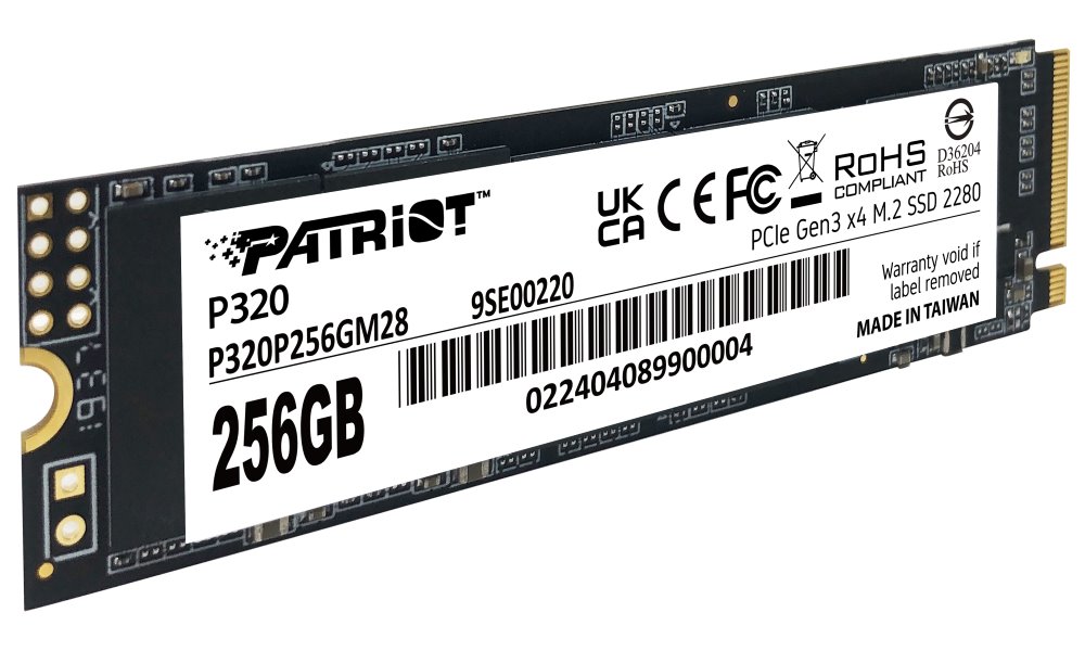 PATRIOT P320 256GB SSD / Interní / M.2 PCIe Gen3 x4 NVMe 1.3 / 2280 P320P256GM28