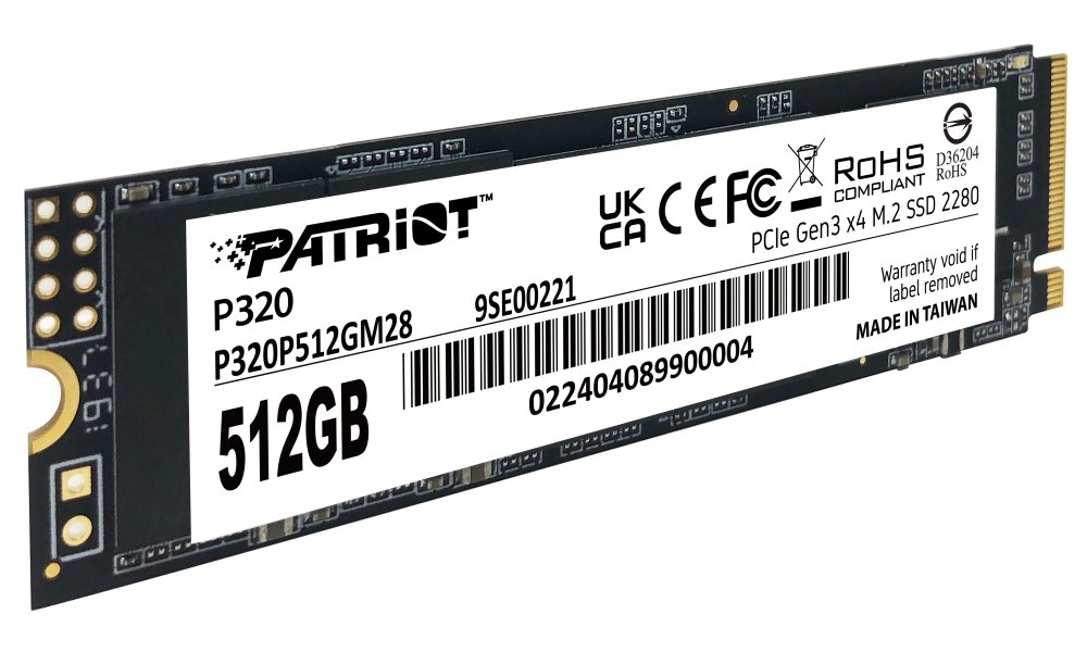 PATRIOT P320 512GB SSD / Interní / M.2 PCIe Gen3 x4 NVMe 1.3 / 2280 P320P512GM28