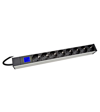 PDU IT METER, integr.merení, 8x Schuko,Al ,19", 1U, RAL 7035 HSMPES06
