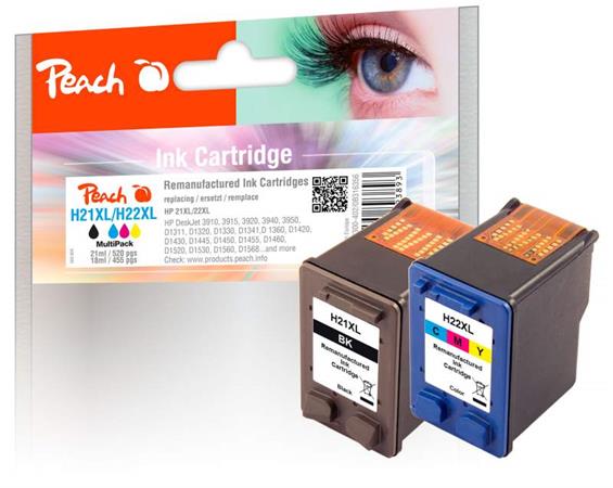 PEACH atrament HP Deskjet 3920 No 21XL / No 22XL MultiPack black, color, 520,525 316356
