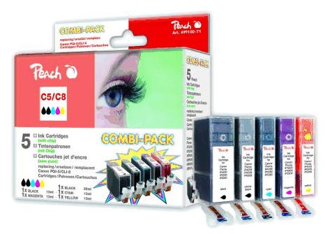 PEACH kompatibilní cartridge Canon PGI-5 / CLI-8 MultiPack, 2xBlack, Cyan, Magenta, Yellow, 26 ml, 4x14 ml PI100-71