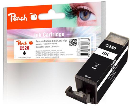 PEACH kompatibilní cartridge Canon PGI-520BK, Black, 19 ml 313923