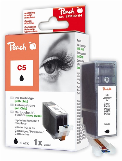 PEACH kompatibilní cartridge Canon PGI-5BK, Black, 26 ml PI100-64