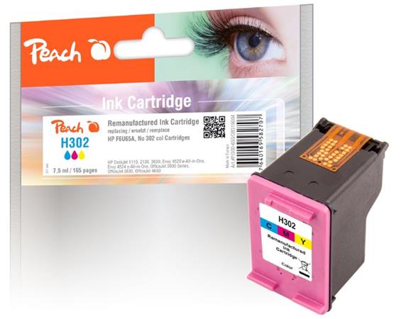 PEACH kompatibilní cartridge HP F6U65A, No 302, color, 7.5ml 319604