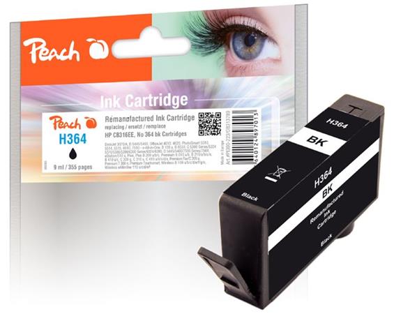 PEACH kompatibilní cartridge HP No.364, new chip, black, 9 ml 313789