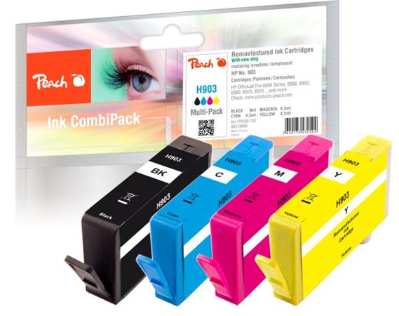 PEACH kompatibilní cartridge HP No. 903, Multi-Pack1x bk,c,m,y, OEM čip PI300-857