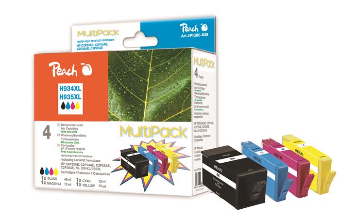 PEACH kompatibilní cartridge HP No 934XL/935XL MultiPack, Black, Cyan, Magenta, Yellow, 49 ml, 3x 12 ml PI300-639