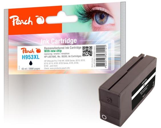 PEACH kompatibilní cartridge HP No. 953XL, černá, L0S70AE, 43ml, OEM chip PI300-927