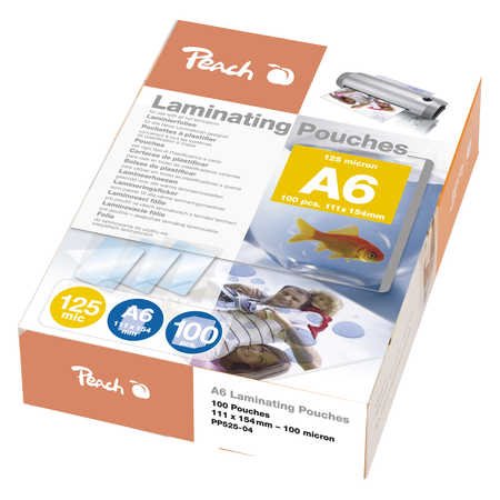 Peach Laminating Pouch A6 (111x154mm), 125mic PP525-04