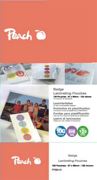 Peach Laminating Pouch Badge (67x99mm), 125mic PP525-10