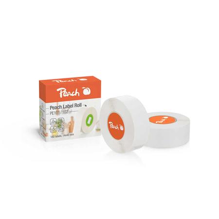 PEACH PE101 - šítky, 15x40mm, 180ks, termální syntetický papír, bílá
