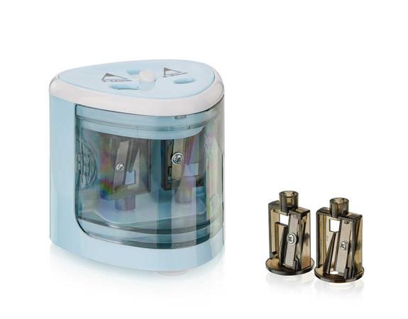 PEACH PO102 - elektrické ořezávátko na tužky, 4xAA, dětský zámek, modré 511117