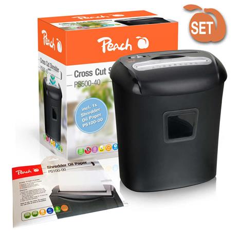 PEACH skartovač Cross Cut Shredder PS500-40, křížový řez, P-4, 21 l poškozený obal