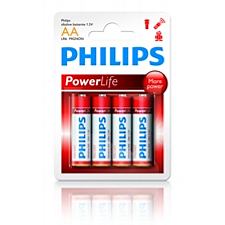 Philips baterie AA PowerLife, alkalická - 4ks LR6P4B/10