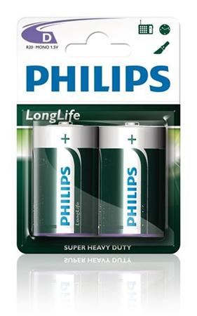 Philips baterie D LongLife zinkochloridová - 2ks, blister R20L2B/10