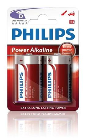 Philips baterie D PowerLife, alkalická - 2ks LR20P2B/10
